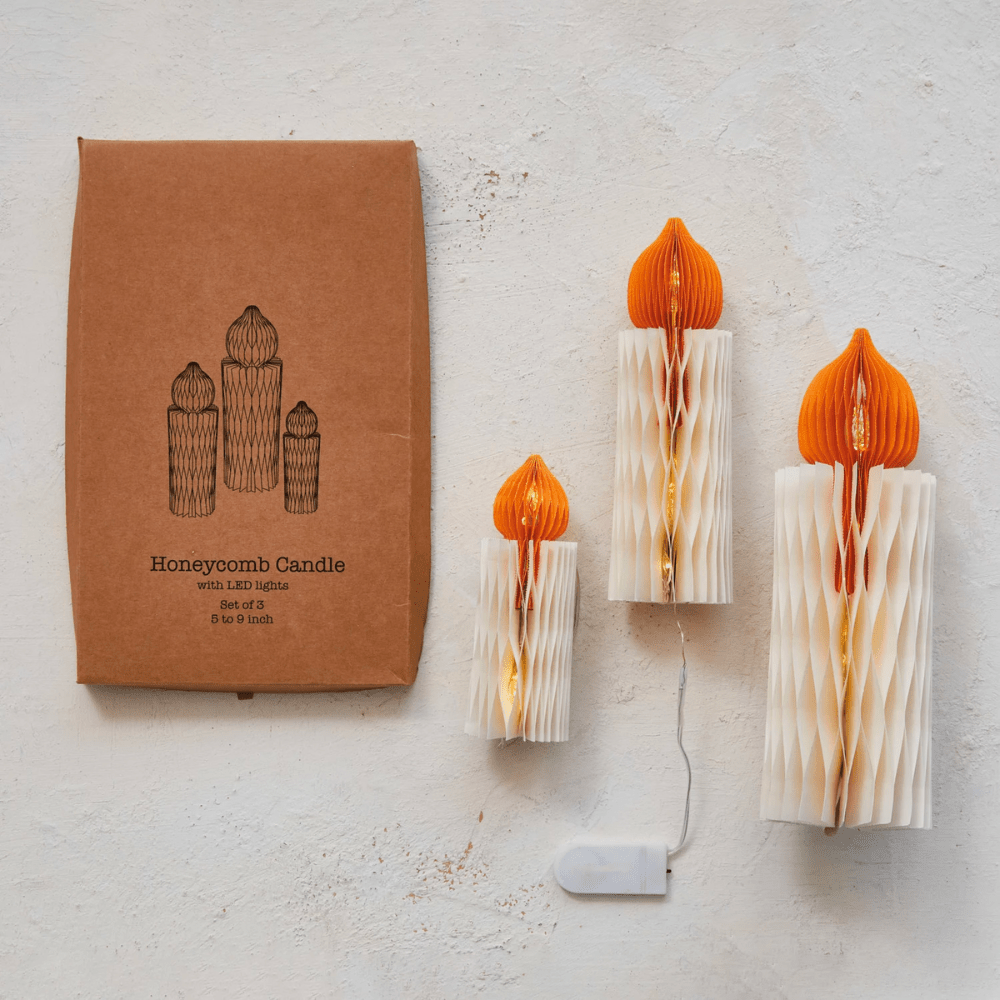 Paper Honeycomb Candles w/ LED Lights