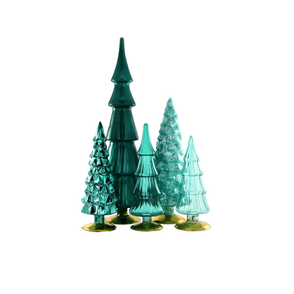 Teal Hue Glass Trees - Set of Five, Shop Sweet Lulu