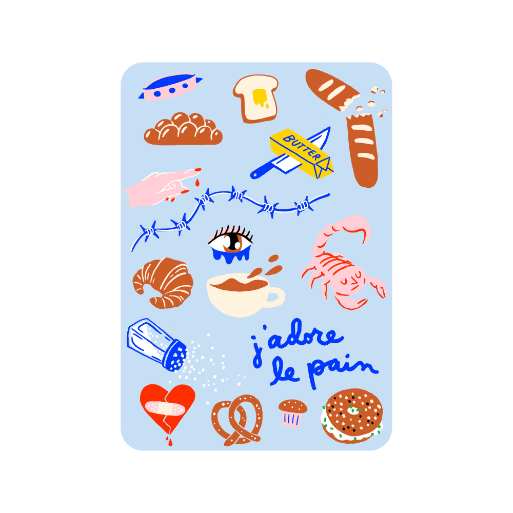 "J'Adore Le Pain" Iron-on Sheets, Pack of 2, Shop Sweet Lulu
