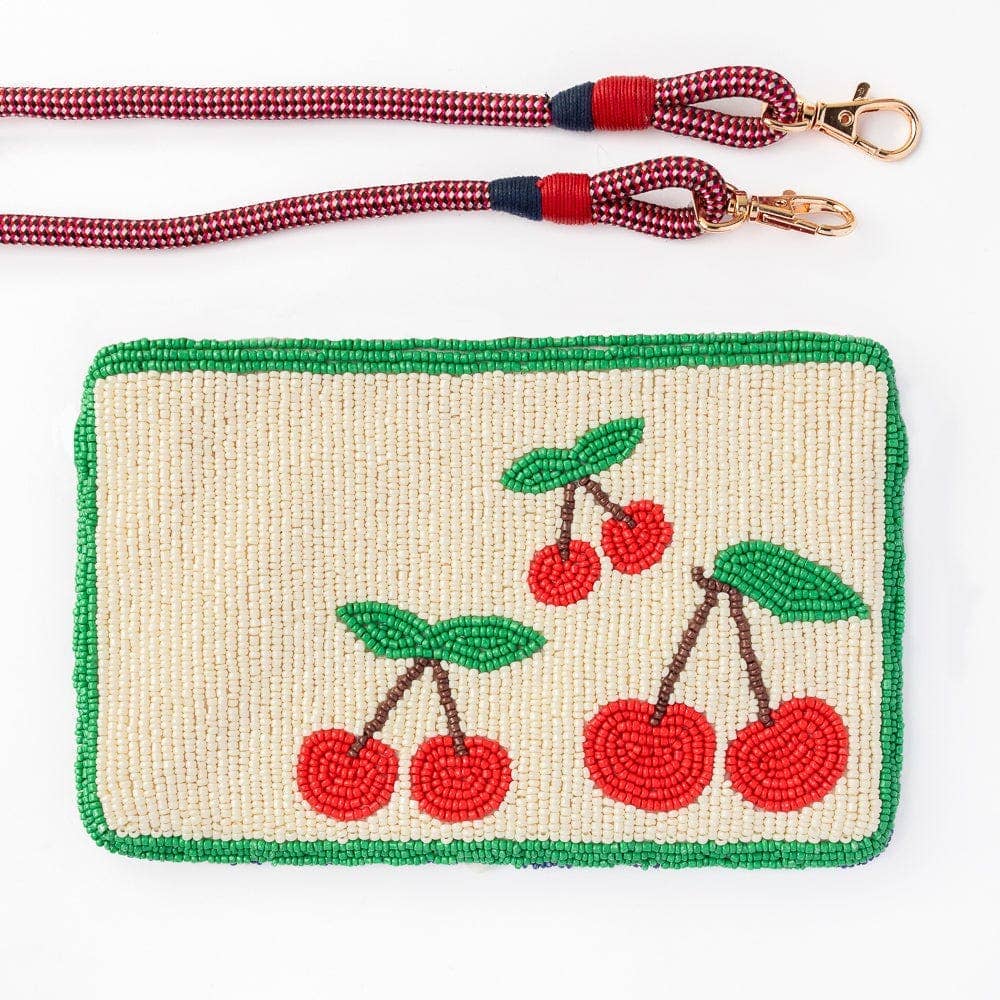 Leila Cherries Seed Bead Clutch With Strap, Shop Sweet Lulu