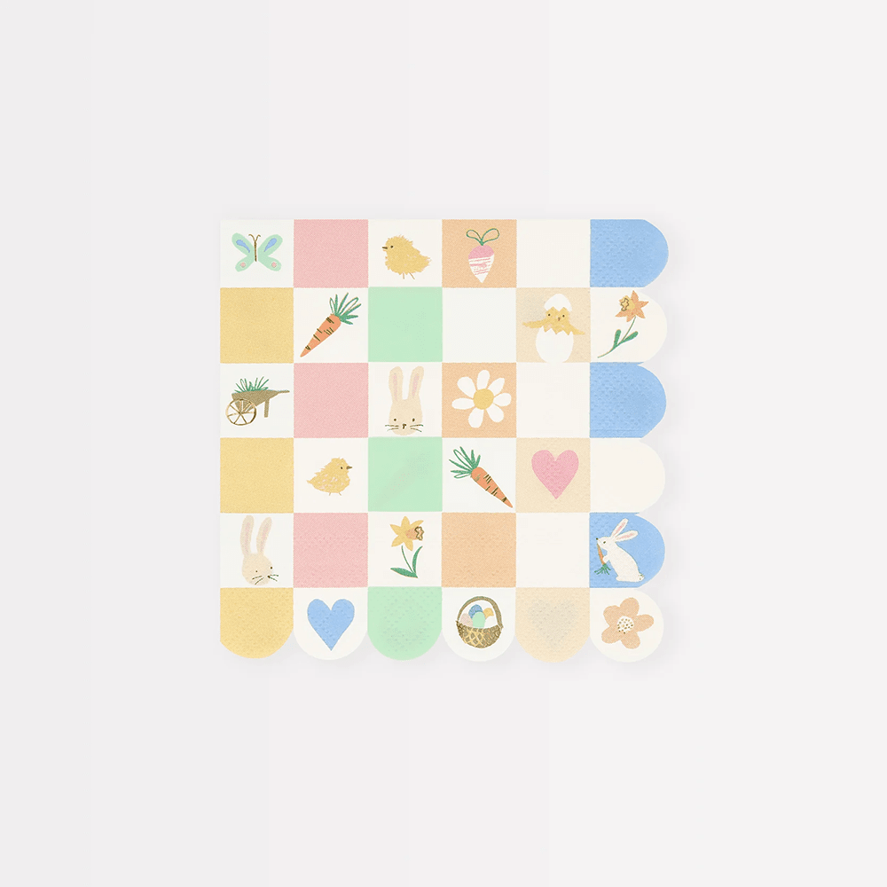 Meri Meri Easter Icon Checkerboard Small Napkins, Shop Sweet Lulu