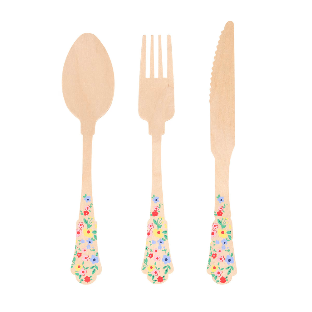 Meri Meri Elegant Floral Wooden Cutlery Set, Shop Sweet Lulu