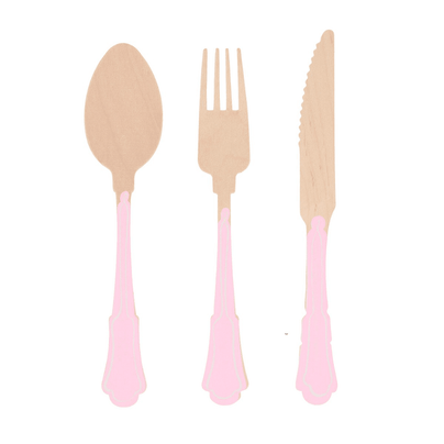 Meri Meri Elegant Pink Wooden Cutlery Set, Shop Sweet Lulu