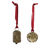 Metal & Glass Bell Ornament w/ Velvet Ribbon Hanger, Gold - 2 Style Options, Shop Sweet Lulu