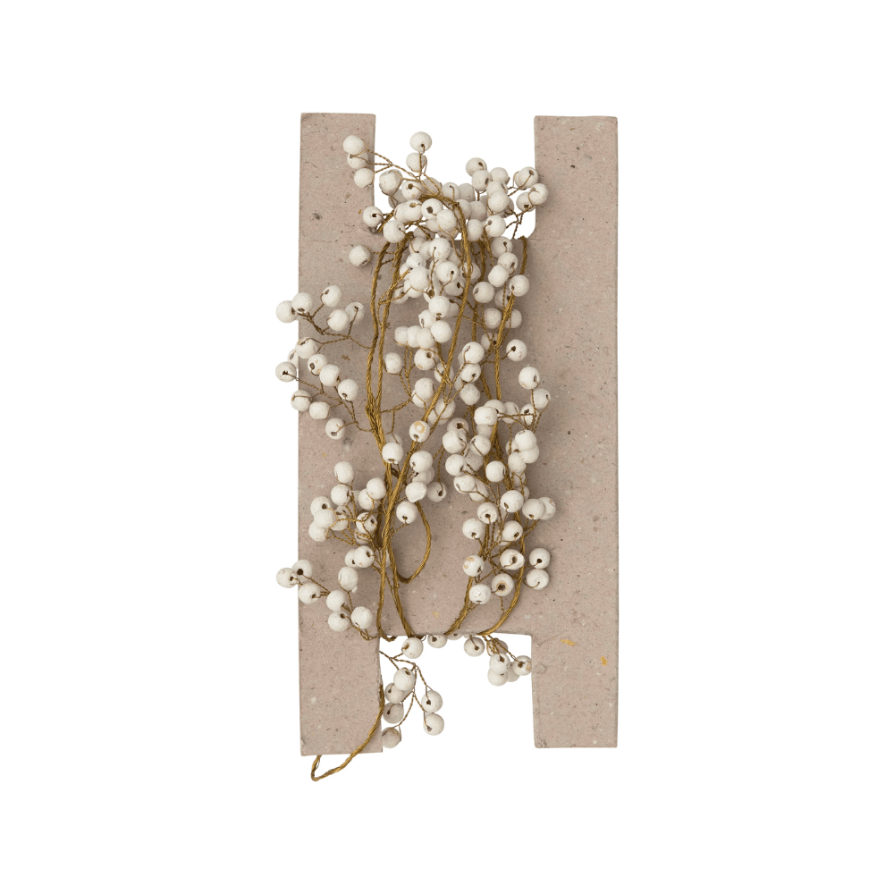 Metal and Wood Bead Garland - White and Gold