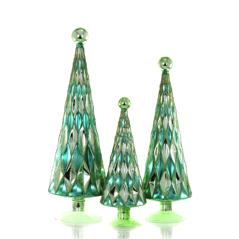 Mid-Centry Diamond Tree Set - Green Mint