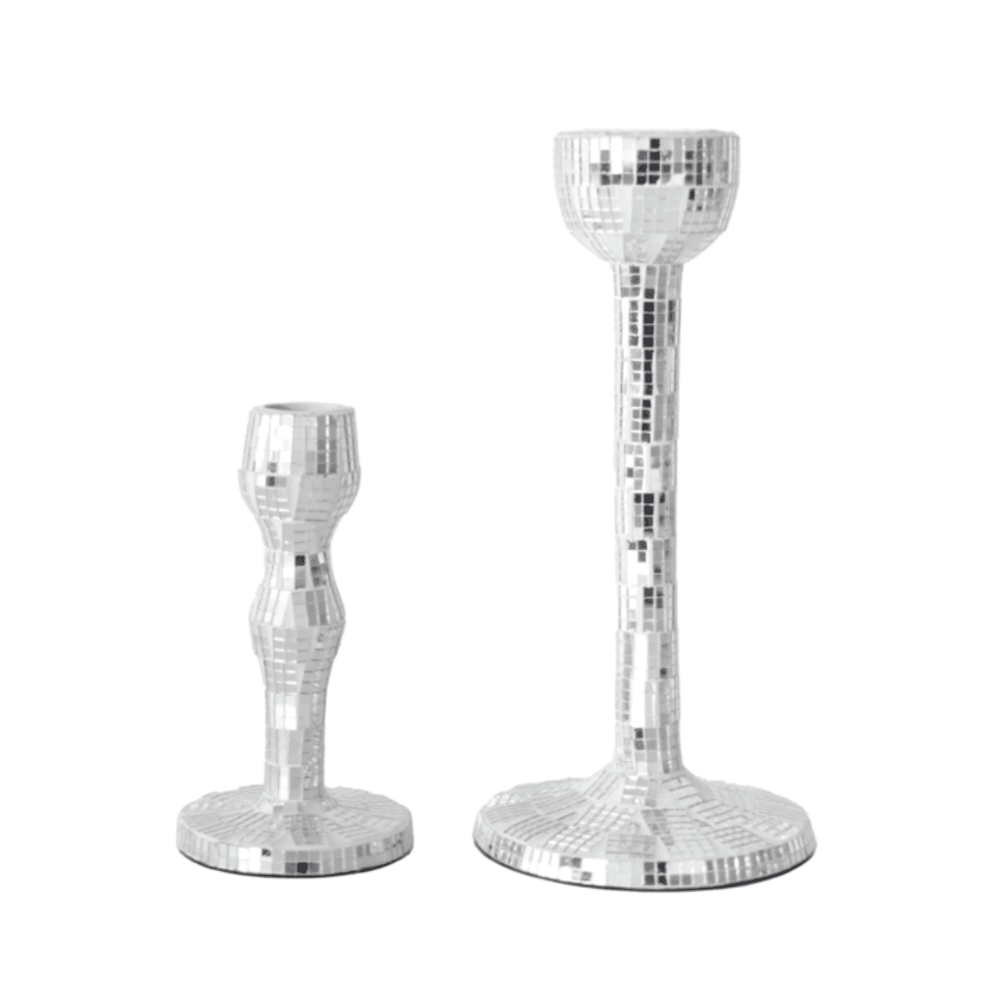 Mirrored Glass Mosaic Taper Holder - 2 Size Options, Shop Sweet Lulu