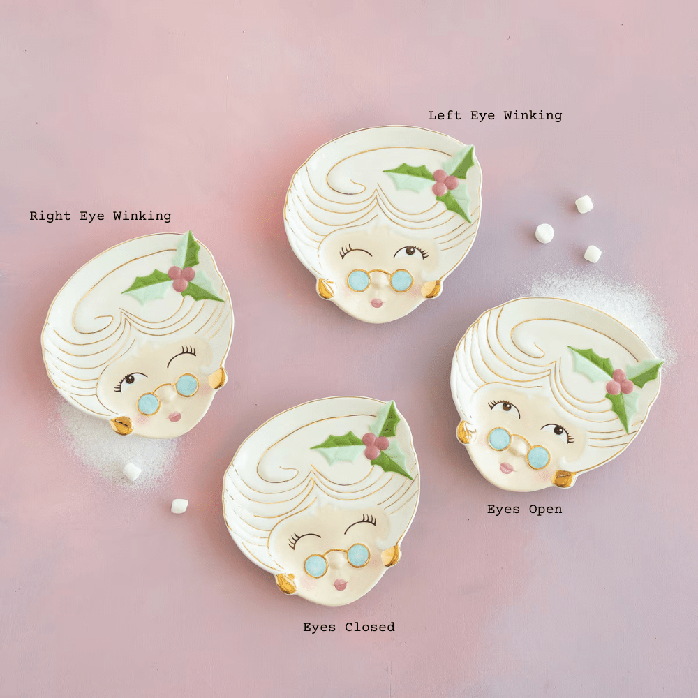 Glitterville Mrs. Papa Noel Cookie Plate, Cream - 4 Style Options, Shop Sweet Lulu