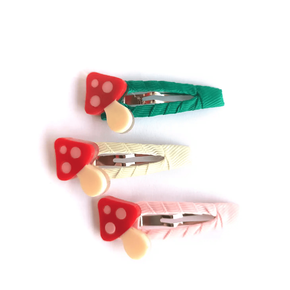 Mushroom Hair Clips, Red - Set of 3, Shop Sweet Lulu