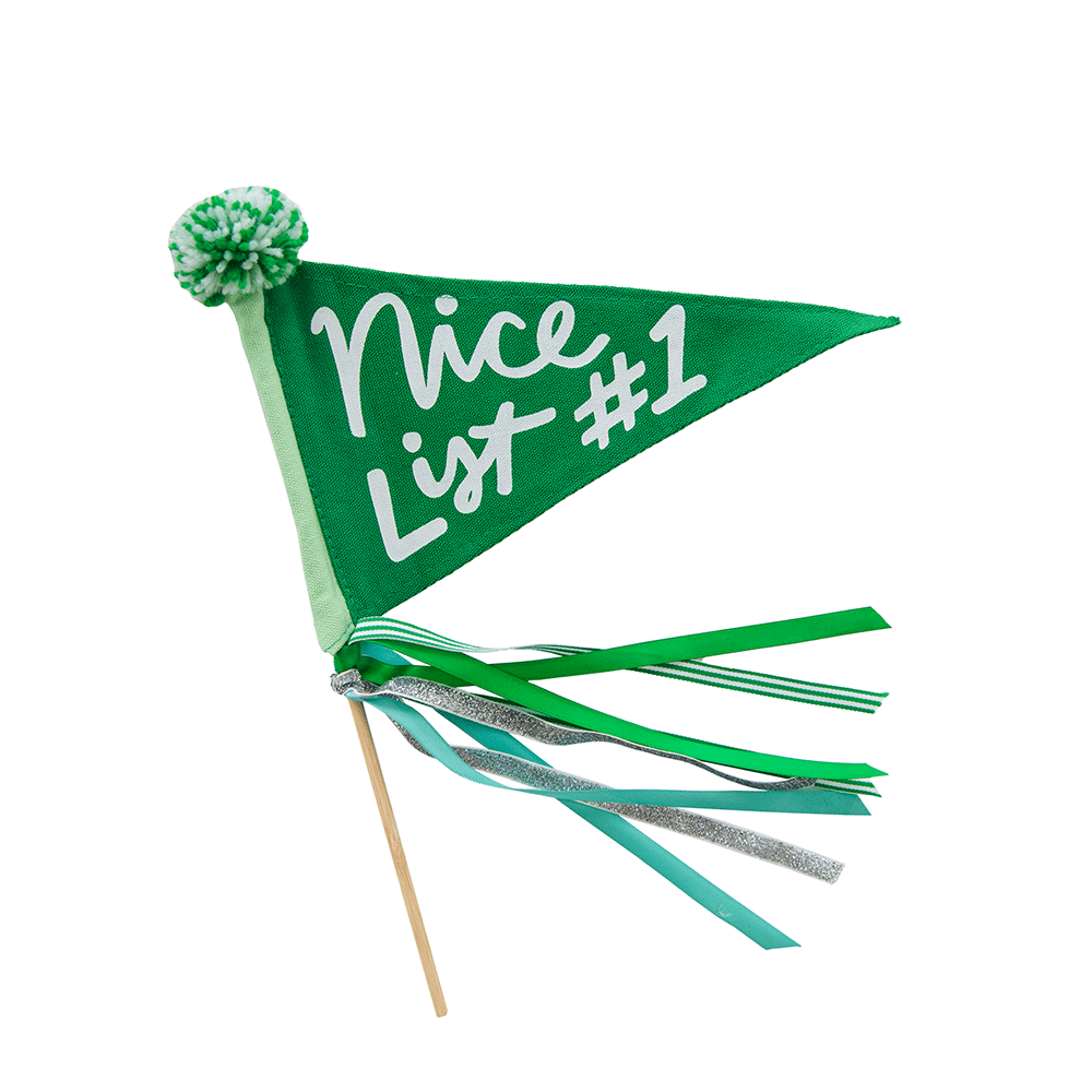 Nice List #1 Mini Pennant Flag, Green, Shop Sweet Lulu