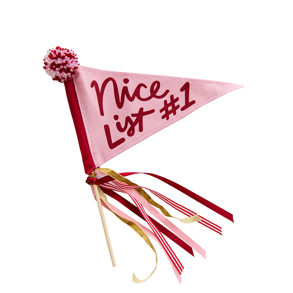 Nice List #1 Mini Pennant Flag, Pink, Shop Sweet Lulu