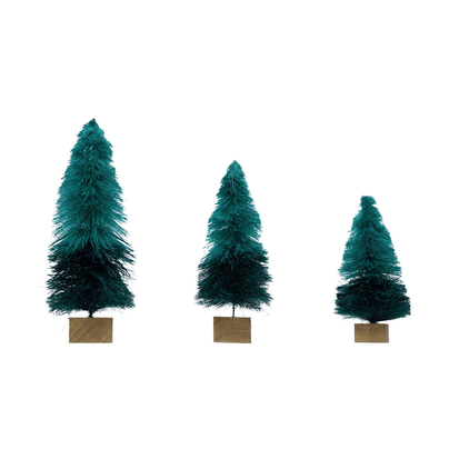 Ombre Sisal Bottle Brush Trees, Set of 3 - Blue, Shop Sweet Lulu