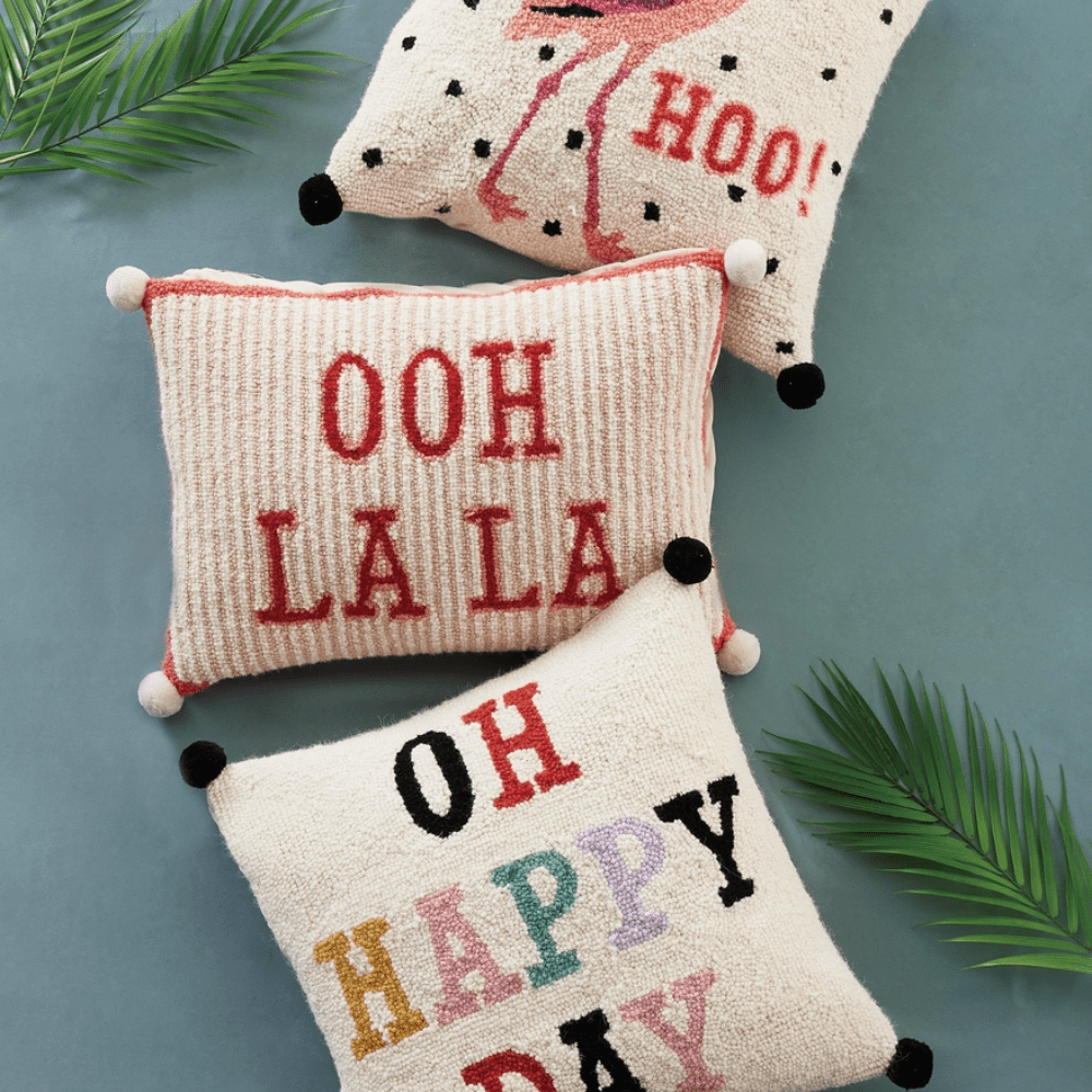 "Ooh La La" Striped Pom Pom Hook Pillow, Shop Sweet Lulu