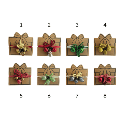 Glass Ornament & Metal Bell Gift Topper w/ 40" Ribbon Wrap, 8 Styles, Shop Sweet Lulu