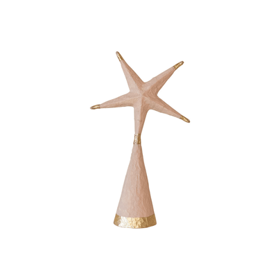 Hand-Painted Recycled Paper Mache Star Tree Topper w/ Gold Foil, Nude Color, Shop Sweet Lulu