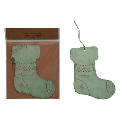 Handmade Paper Stocking Ornament/Gift Tag, Shop Sweet Lulu