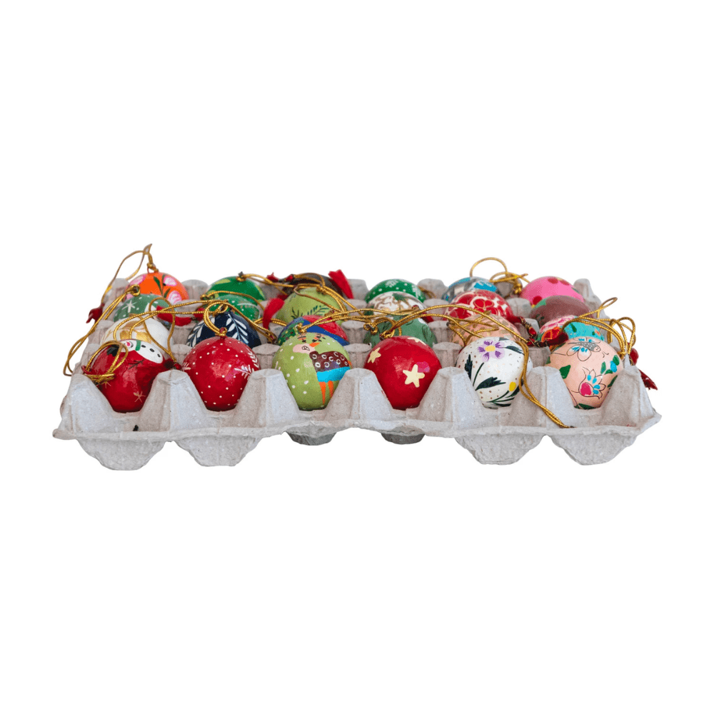 Hand Painted Paper Mache Ornaments, Set of 24 - Shop Sweet Lulu