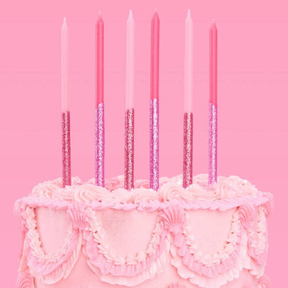 Pink Glitter Candles - 10pk