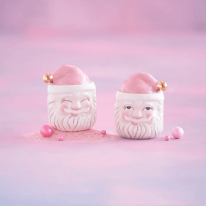 Glitterville Pink Papa Noel Candy Jar, Cream - 2 Style Options