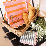 White & Black Striped Cocktail Napkin w/ Pink Scalloped Edges, Shop Sweet Lulu