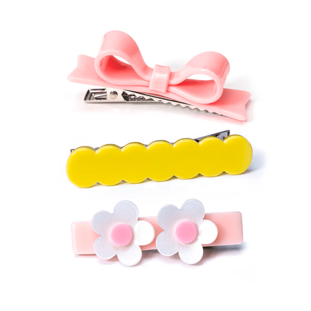 Pink and Yellow Flower Bowtie Alligator Clips - Shop Sweet Lulu