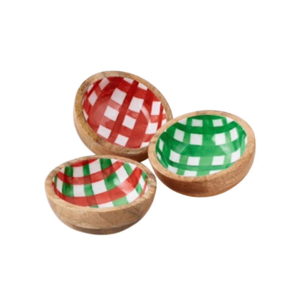 Small Plaid Bowl, Mango Wood - 3 Color Options, Shop Sweet Lulu