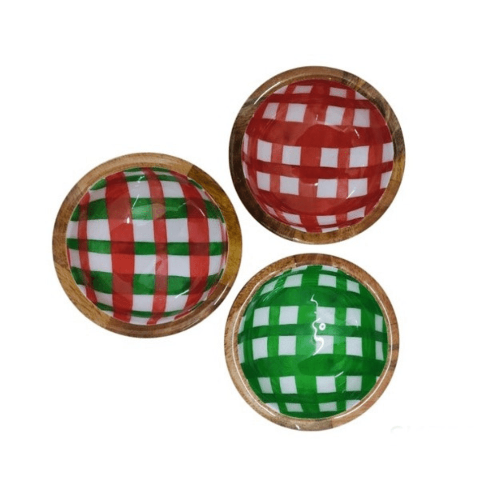 Small Plaid Bowl, Mango Wood - 3 Color Options, Shop Sweet Lulu