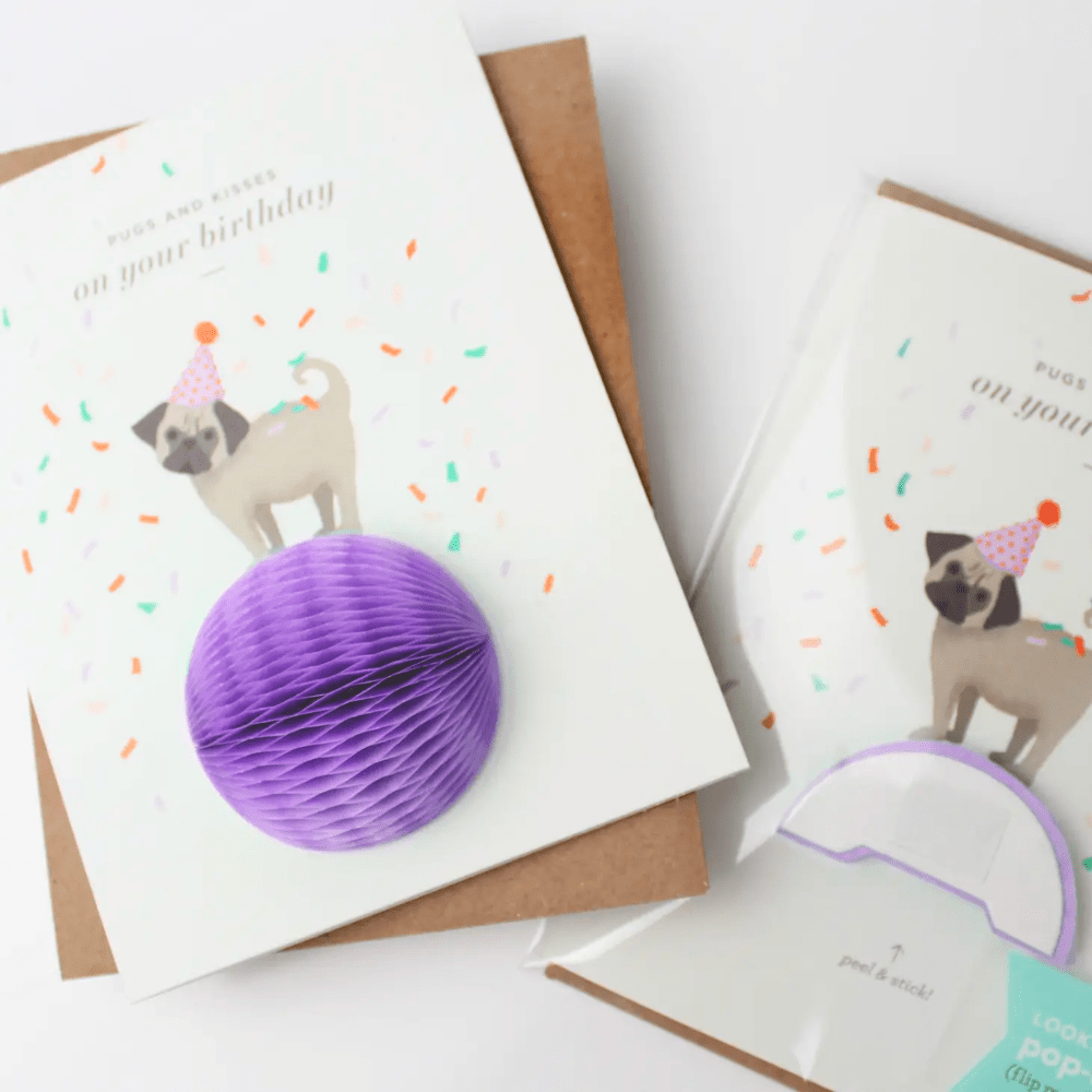 "Pugs and Kisses" Birthday Card - Shop Sweet Lulu