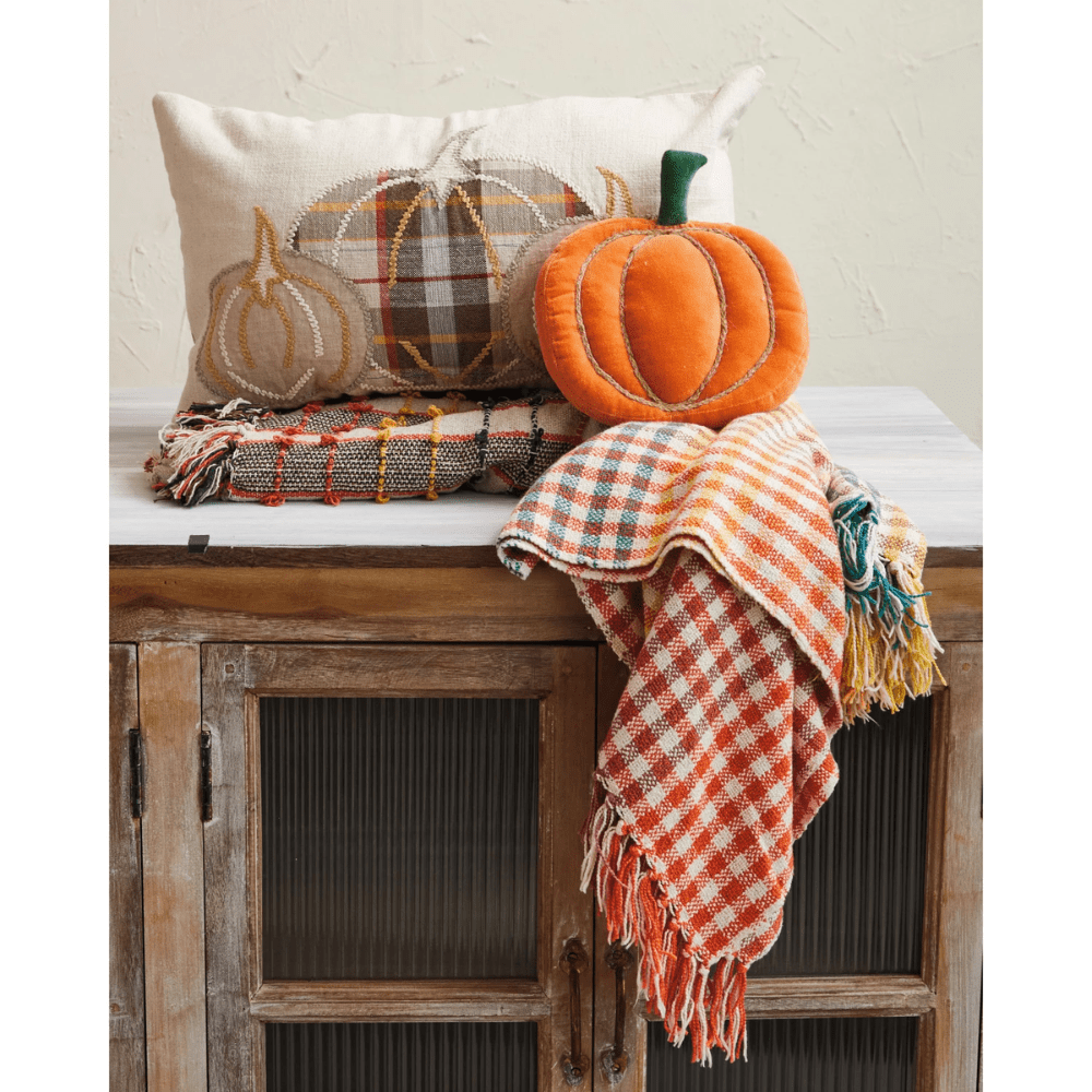 Pumpkin Shaped Pillow w/ Jute Rope Embroidery, Shop Sweet Lulu