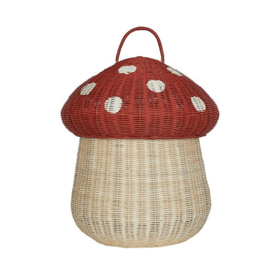 Rattan Mushroom Storage Basket - Red