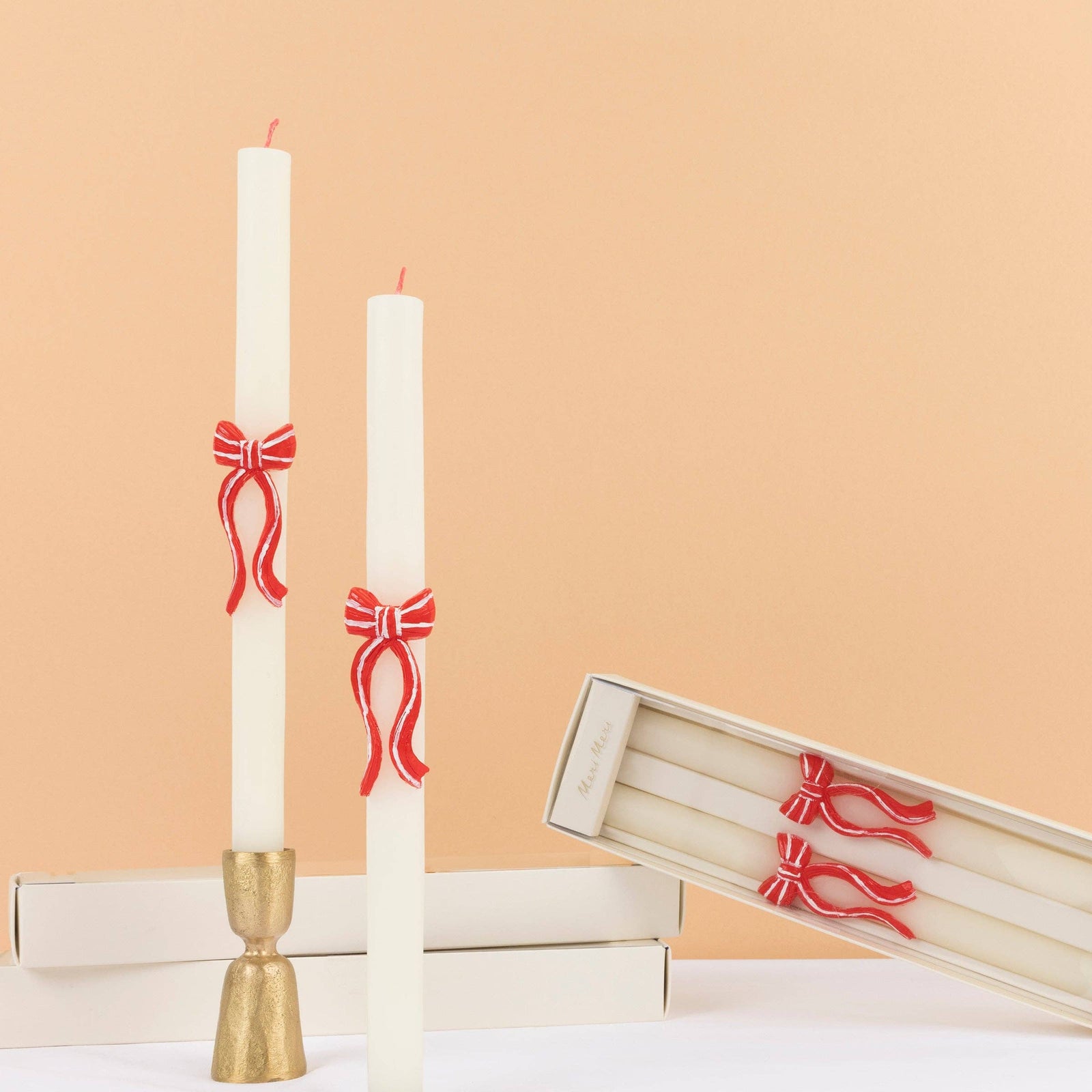 Red Stripy Bow Table Candles, Shop Sweet Lulu