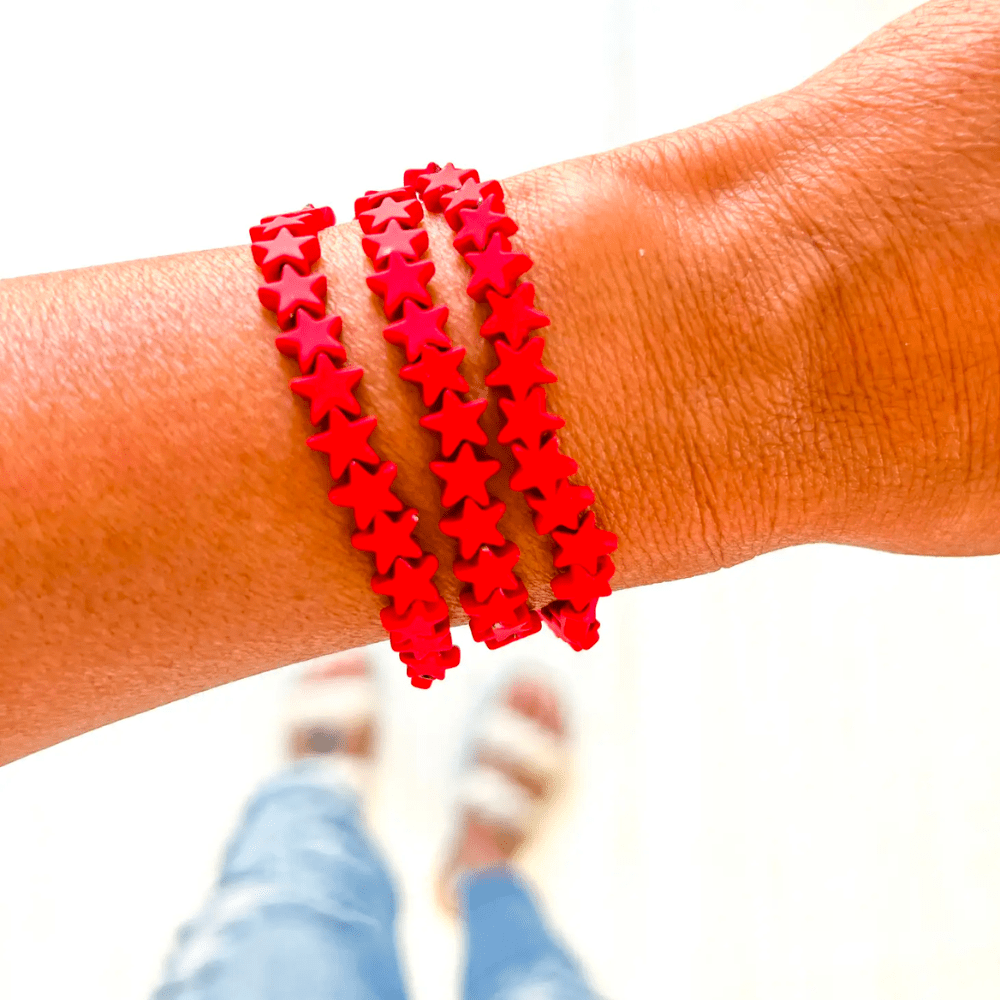 Red Stars Bracelet - Set of 3 - Shop Sweet Lulu