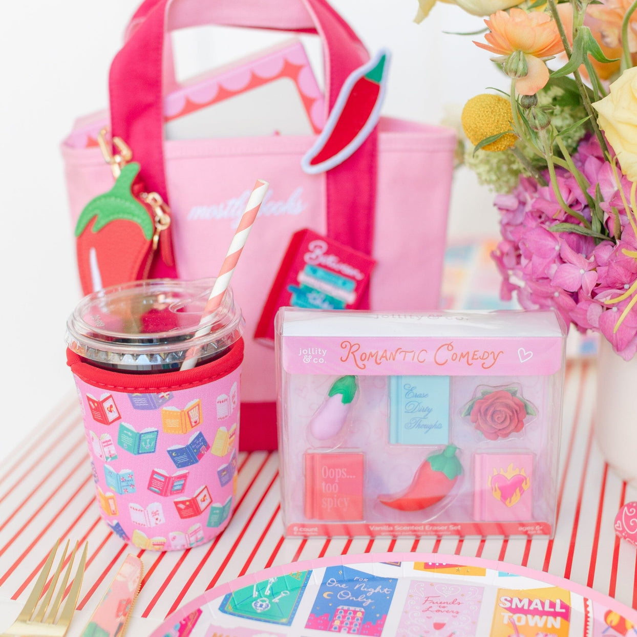 Rom Com Book Themed Beverage Sleeve, Shop Sweet Lulu