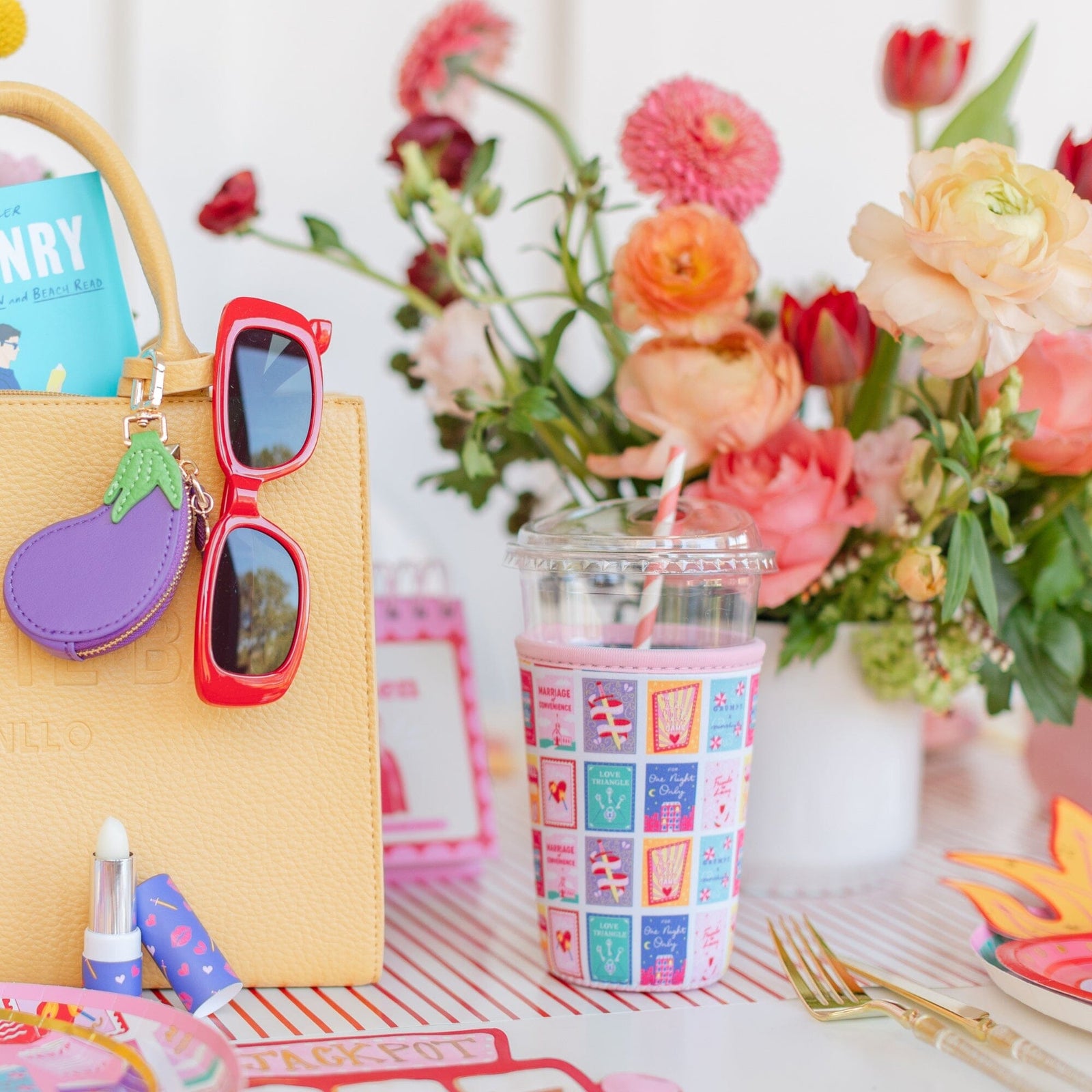 Rom Com Book Themed Beverage Sleeve, Shop Sweet Lulu