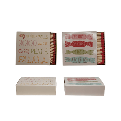 Safety Matches in Holiday Matchbox - 2 Style Options