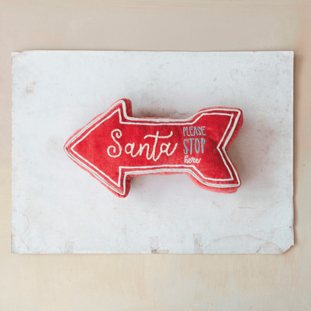 "Santa Please Stop Here" Velvet Arrow Pillow, Shop Sweet Lulu