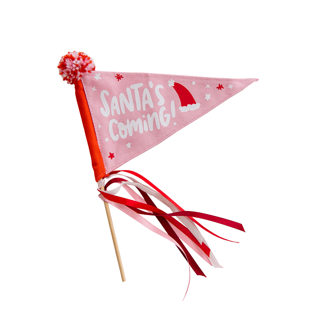 Santa's Coming Mini Pennant Flag, Pink, Shop Sweet Lulu