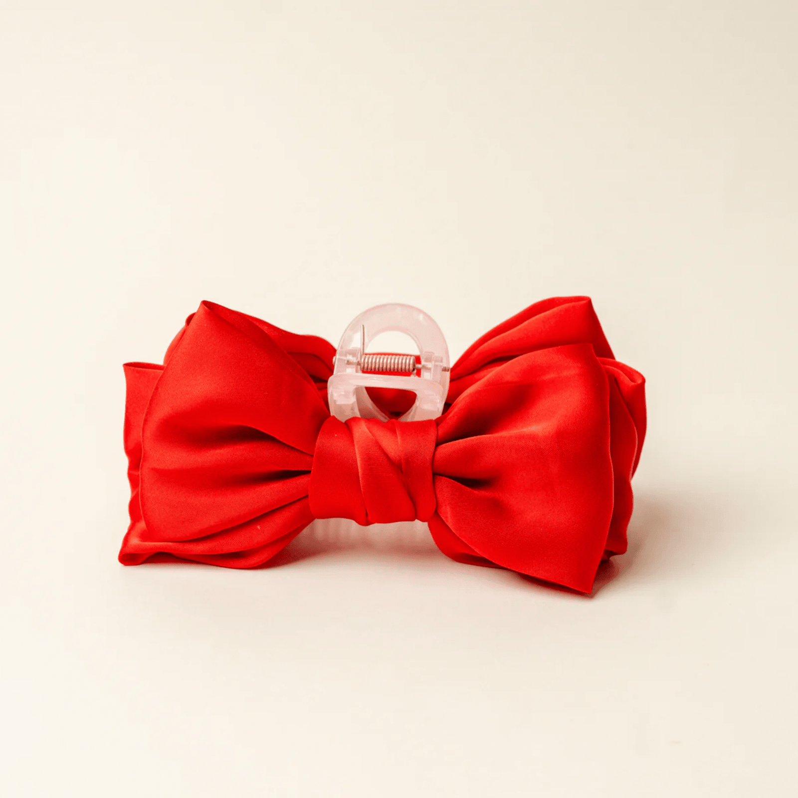 Satin Bow Claw Clip-Red
