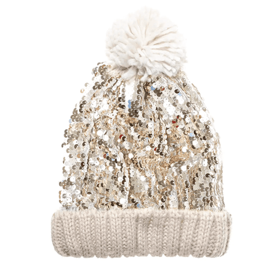 Shimmer Sequin Knit Hat, Cream - 2 Size Options, Shop Sweet Lulu