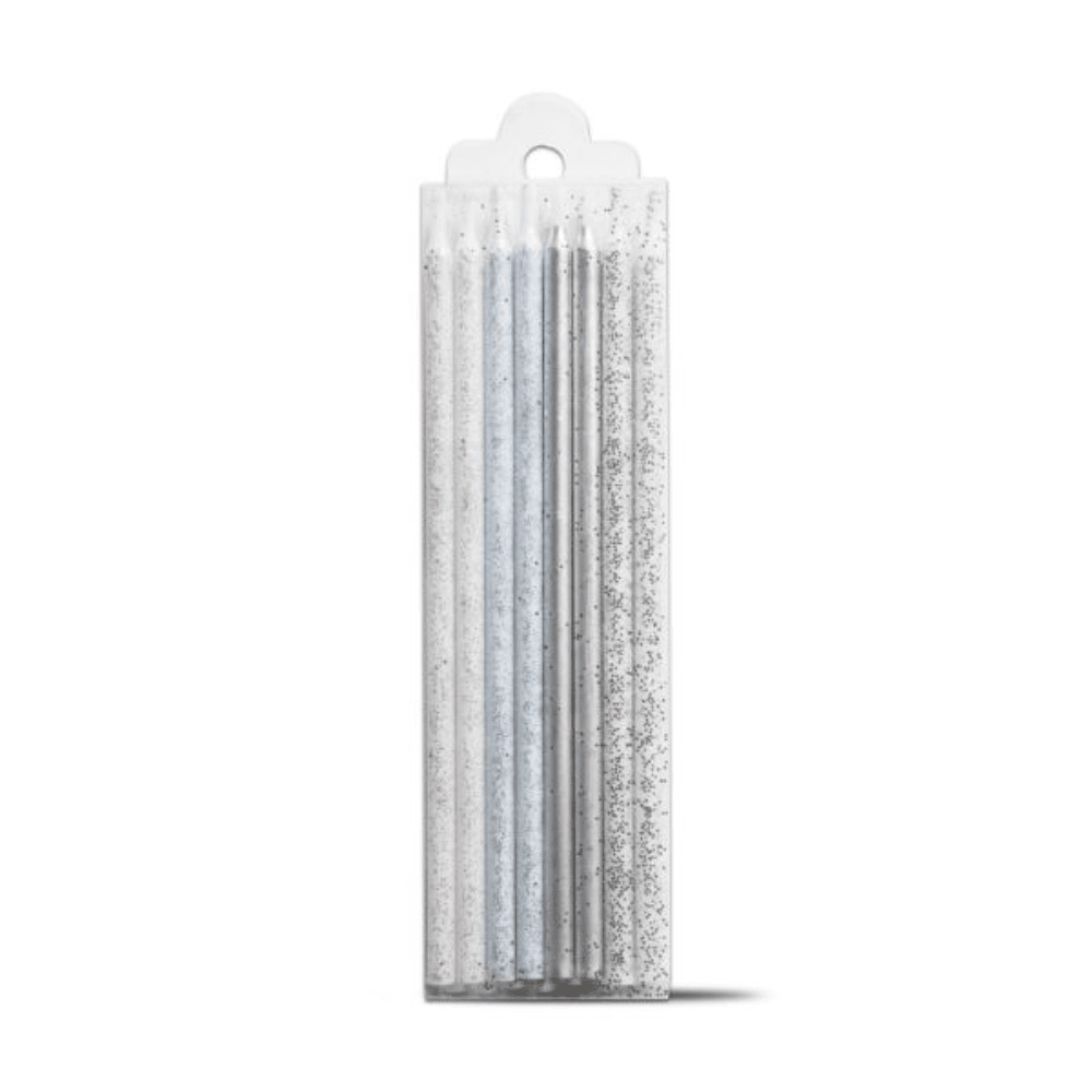 Silver Glitter Tall Candle - 24pk - Shop Sweet Lulu