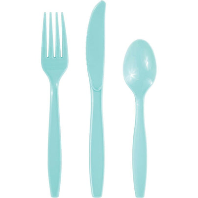 Spa Blue Plastic Flatware, Shop Sweet Lulu