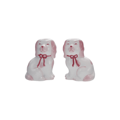 Stoneware Staffordshire Dog Taper Holders, Set of 2, Shop Sweet Lulu