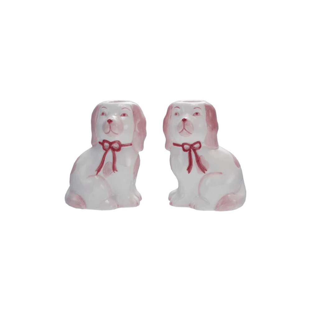 Stoneware Staffordshire Dog Taper Holders, Set of 2, Shop Sweet Lulu