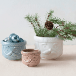 Decorative Stoneware Santa Containers, Set of 3
