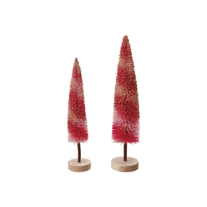 Striped Bottle Brush Tree w/ Gold Glitter, Set of 2, Shop Sweet Lulu