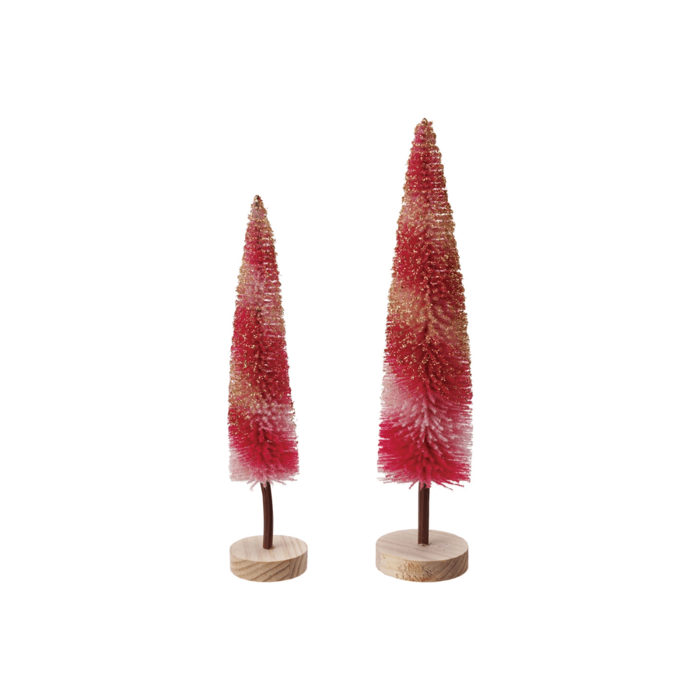 Striped Bottle Brush Tree w/ Gold Glitter, Set of 2, Shop Sweet Lulu