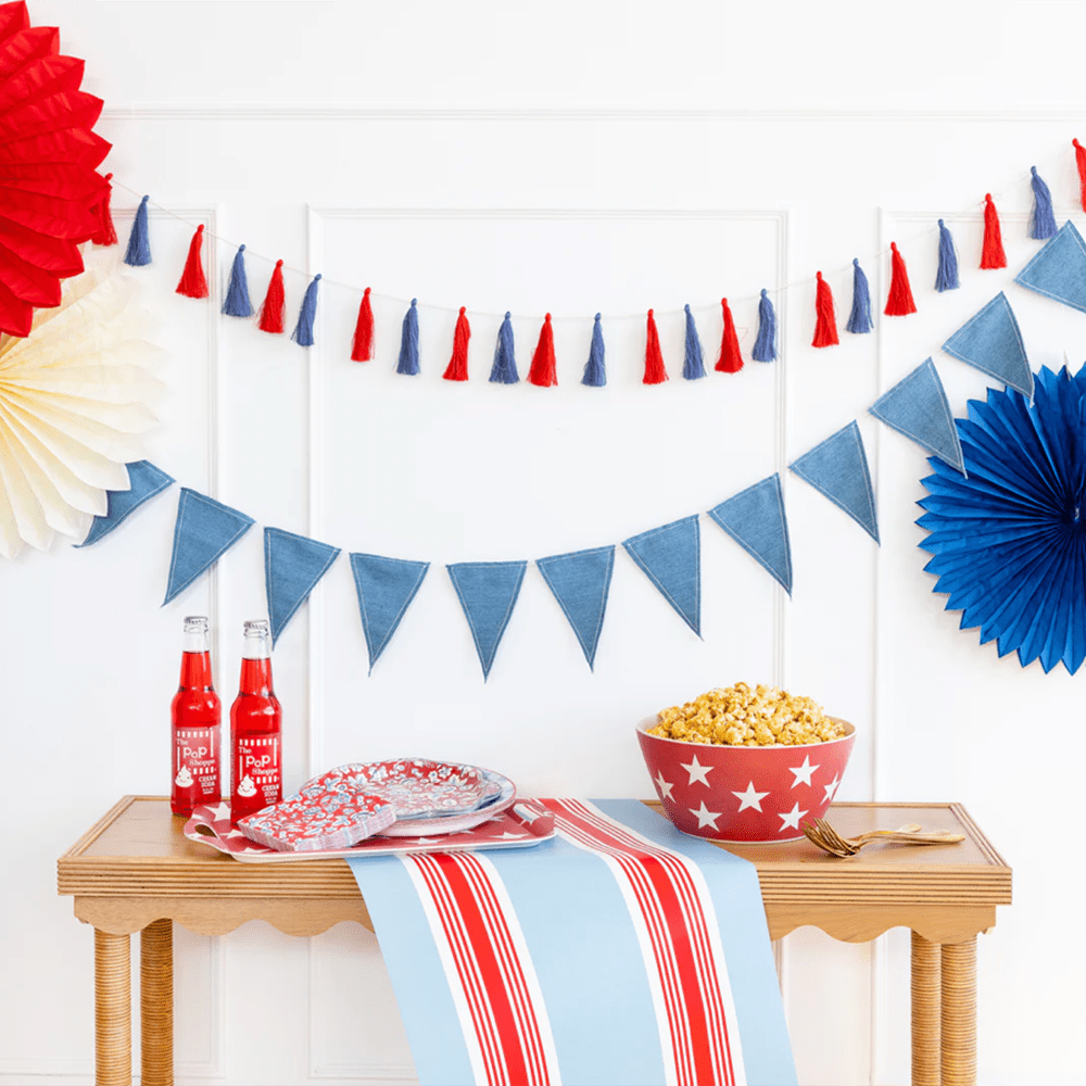 Striped Chambray & Red Paper Table Runner, Shop Sweet Lulu