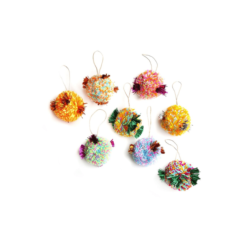 Tinsel and Pom Pom Baubles - 8 Color Options, Shop Sweet Lulu