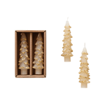 Tree Shaped Taper Candles - Eggnog w/ Gold Tips, Shop Sweet Lulu