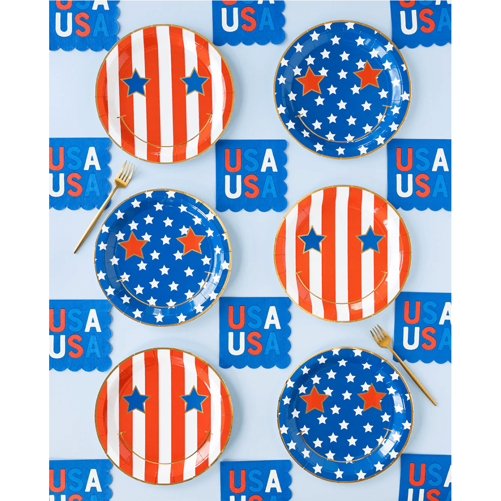 Star & Stripe Smiley Diecut Plates, Shop Sweet Lulu